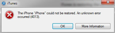 what is itunes error 4013