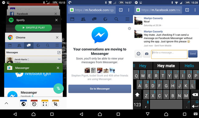send facebook messages with no messenger
