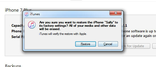reset iphone without password via iTunes