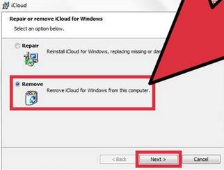 select to remove iCloud on Windows computers