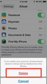 confirm delete iCloud account on iPhone and iPad