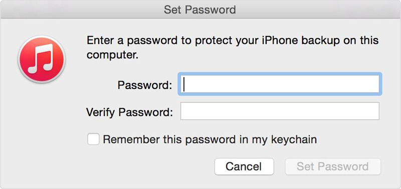 iPhone backup password