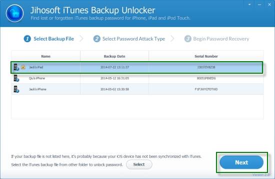 Jihosoft iTunes Backup Unlocker for iPhone backup password