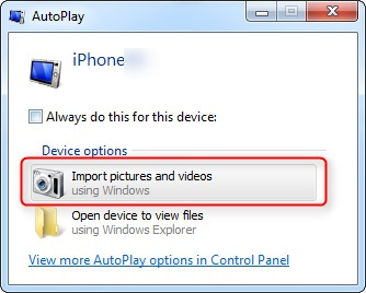 import pictures from Phone to Windows PC directly