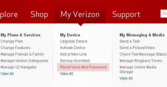 reset iphone voicemail password verizon