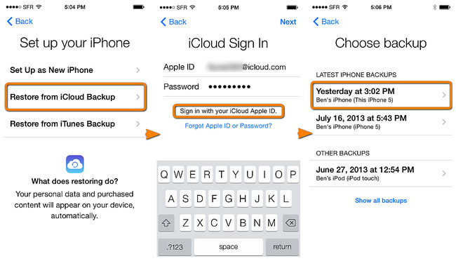 restore contacts from icloud to iphone