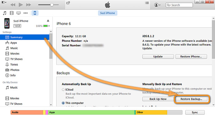 how to backup messages on iphone with iTunes