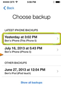 restore iphone photo-Choose your backup and restore