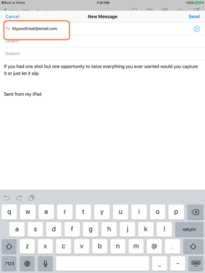 how to transfer Notes from iPad to Computer Using Email - step 3: choose Gmail option