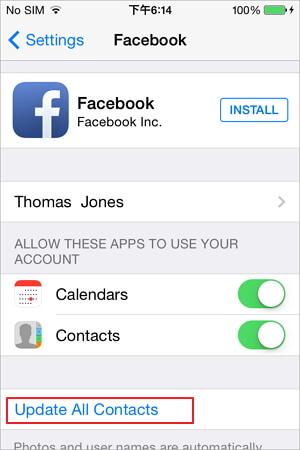 sync iphone contacts with facebook