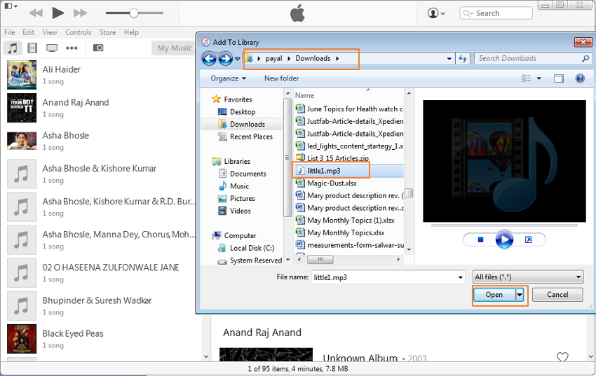Transfer Audiobooks to iPod Using iTunes-Select the destination folder