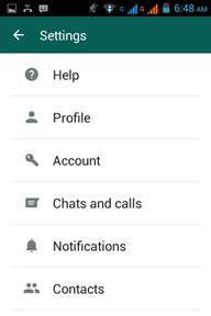 backup whatsapp messages-tap the 'Chats and calls' option