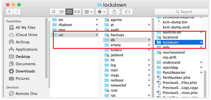 reset the lockdown folder mac