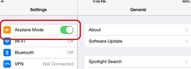 ipad airplane mode