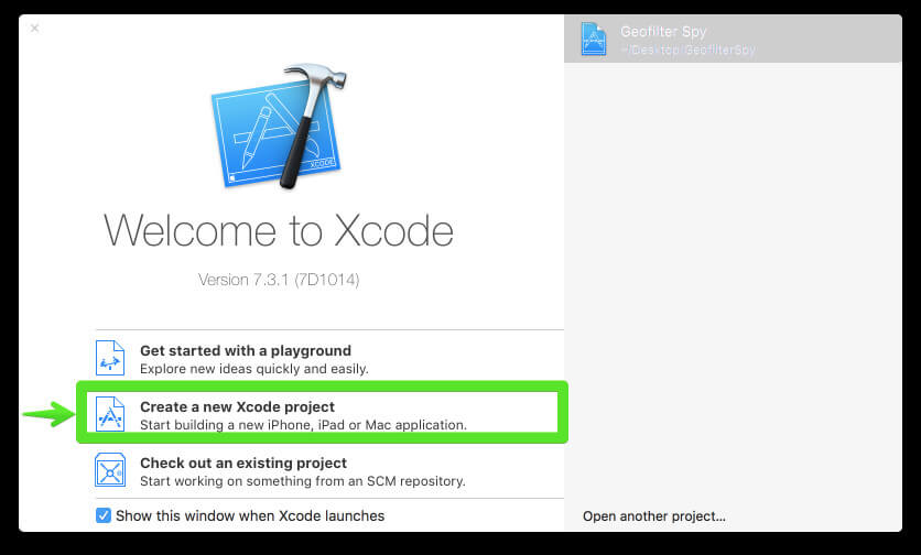 Create a new project in XCode