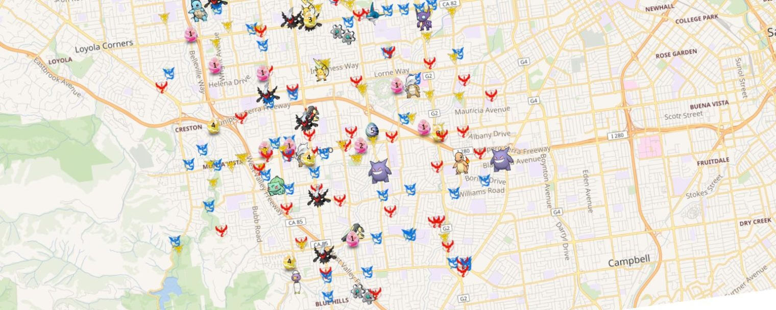 a PokeHuntr map screenshot