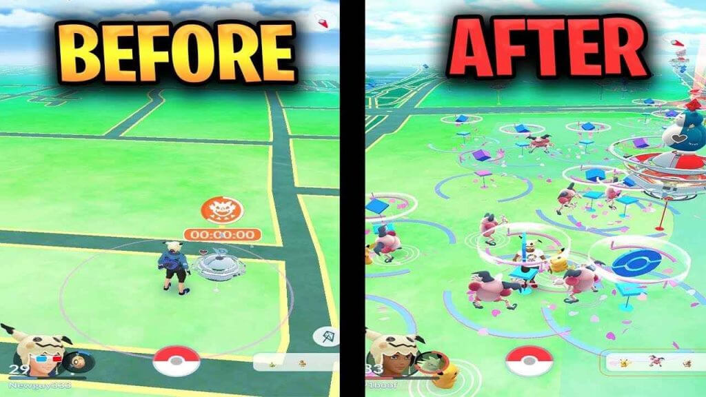 Before and after screenshots for spoofing apps