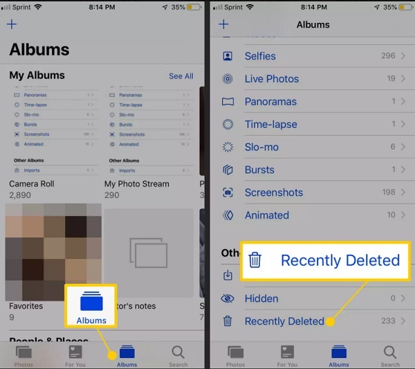 iPhone Recently Deleted Folder