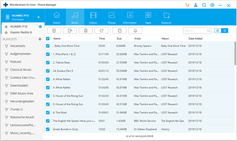 transfer music from android to android-select each file you wish to copy