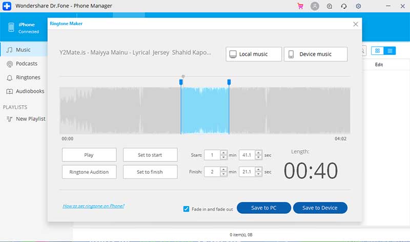 set ringtone drfone