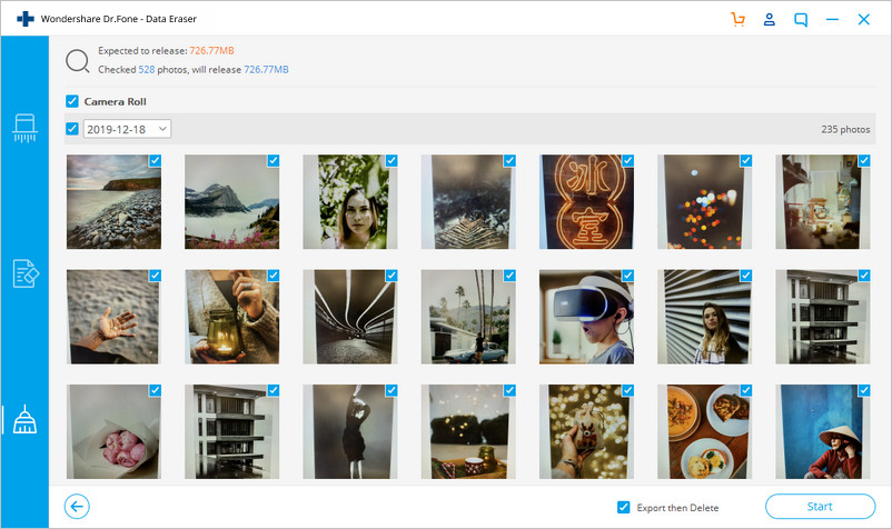 select photos to be exported