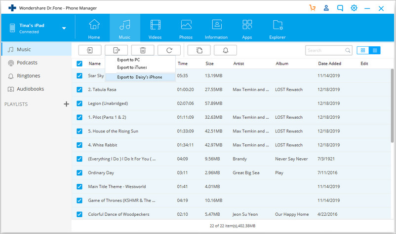 transfer music from ipad to ipad - Export Music from iPad to iPad