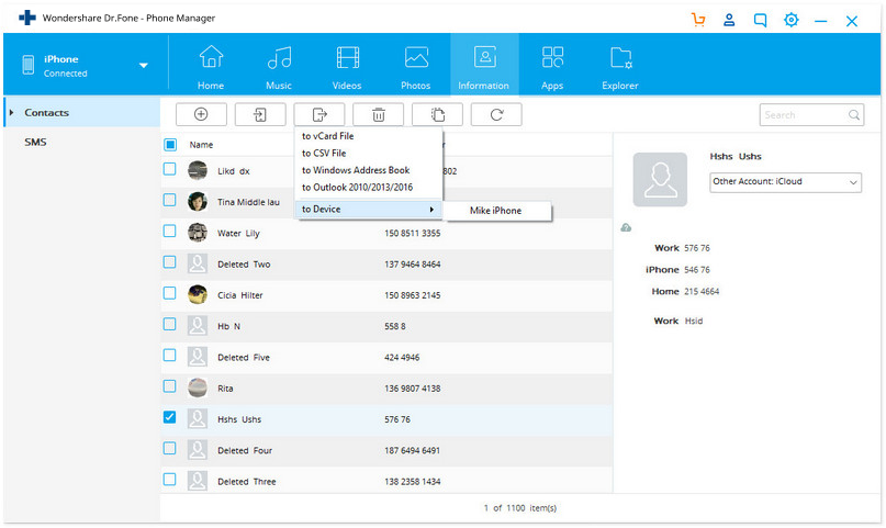 sync contacts from iphone to iPhone without using iCloud