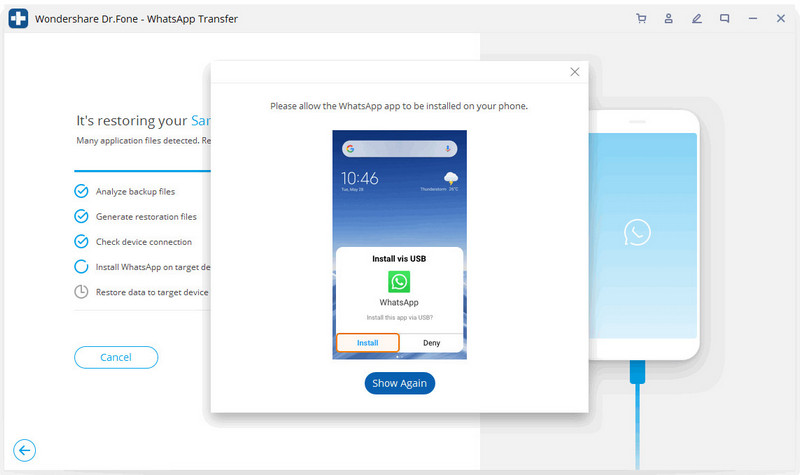 restore iOS whatsapp to android device 4